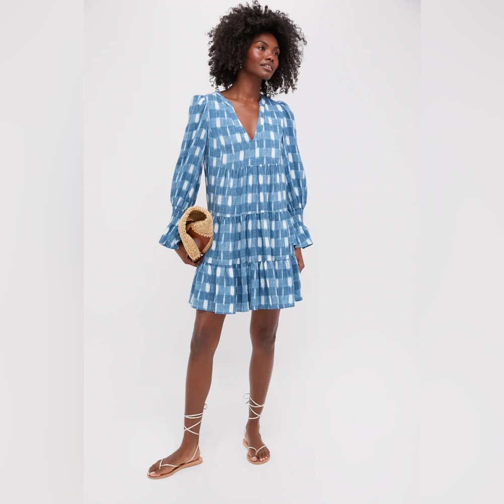 NWT Tuckernuck Pomander Place blue ikat Kenzo ruffle swing Dress‎ size XXL